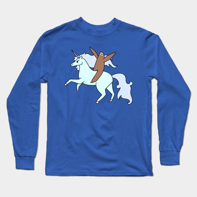 Sloth Riding a Unicorn Long Sleeve T-Shirt by saradaboru